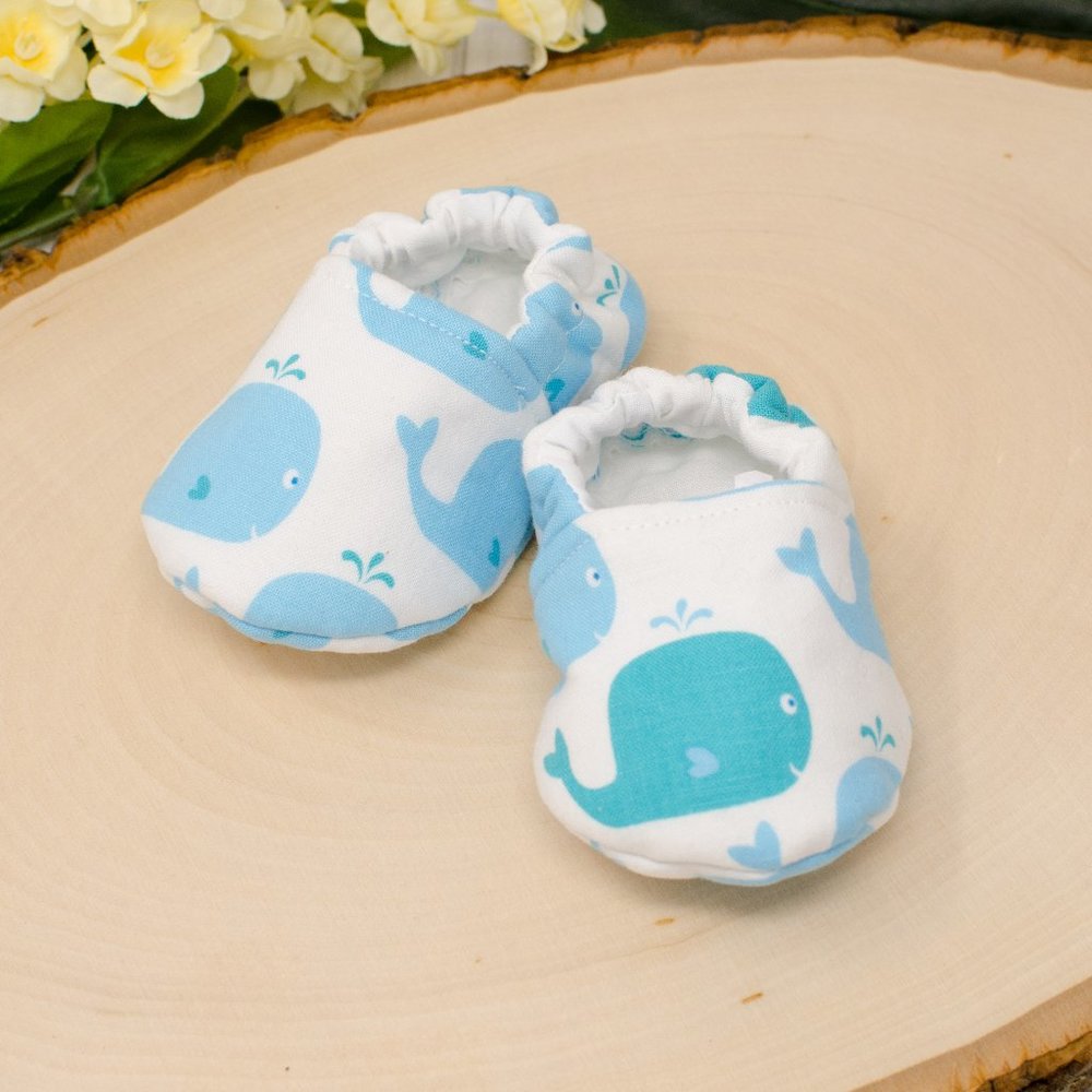 Blue Whales Soft Sole Baby Shoes